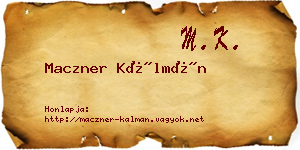 Maczner Kálmán névjegykártya